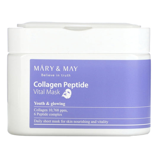 Mary & May Collagen Peptide, Vital Beauty Mask, 30 Sheets